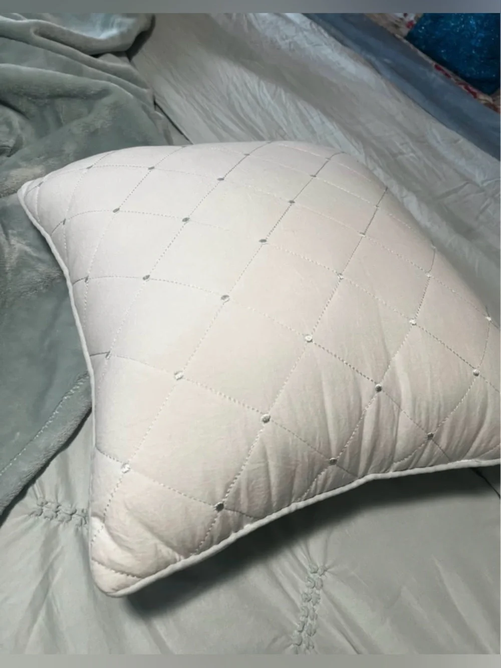 King mint Cotton Comforter Set 3pc Tuft Minimal Luxury with accent pillows 8pc